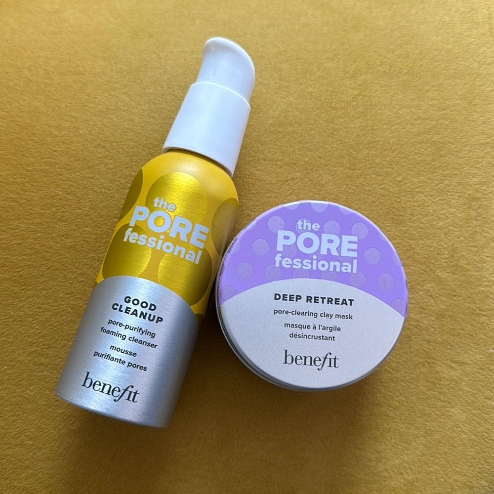 NEW Benefit POREfessional Good Cleanup cleanser and Deep Retreat clay mask MINIS